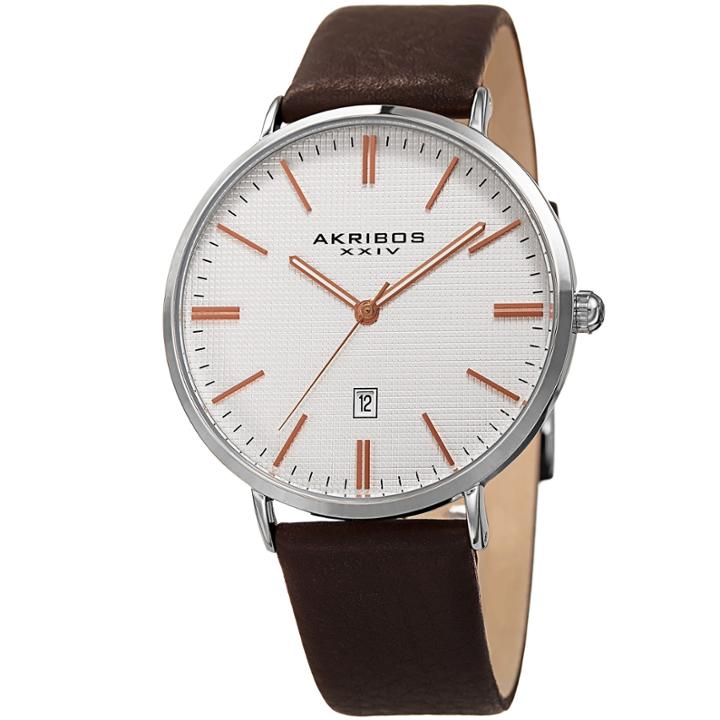 Akribos Xxiv Mens Black Strap Watch-a-935ssrg
