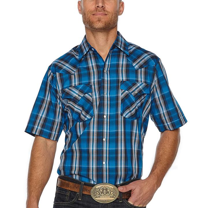 Ely Cattleman Short Sleeve Plaid Snap-front Shirt-big And Tall