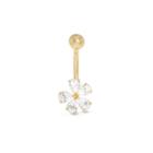 10k Yellow Gold Cubic Zirconia Flower Belly Ring