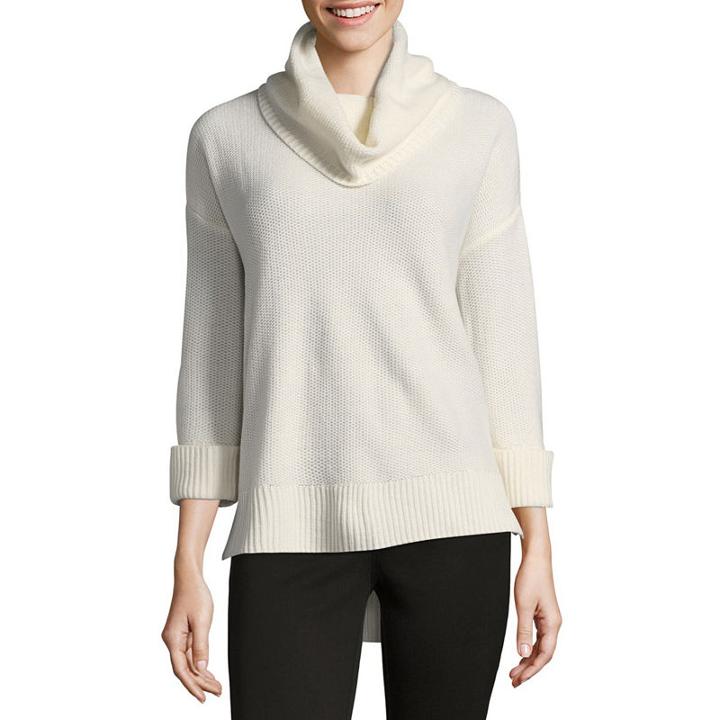 Liz Claiborne Long Sleeve Cowl Neck Pullover Sweater - Tall