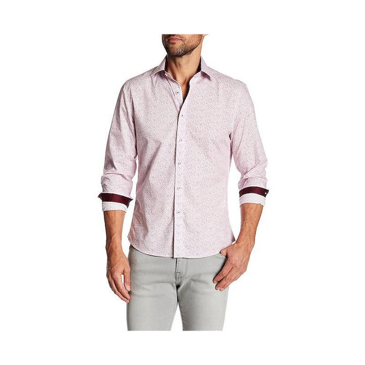 Tr Premium Pink Print Slim Fit Dress Shirt