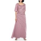 Maya Brooke Short Sleeve Embroidered Jacket Dress