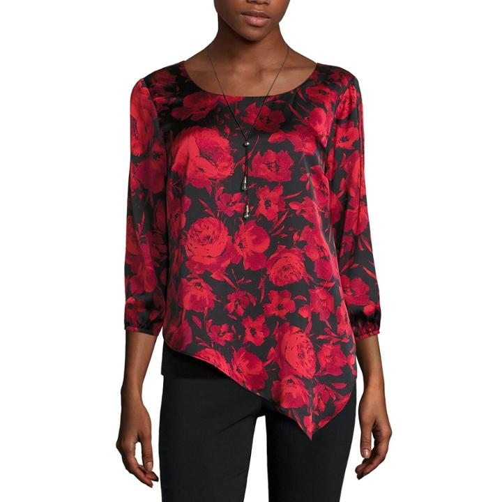 Alyx Long Sleeve Scoop Neck Charmeuse Blouse