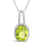 Womens Diamond Accent Genuine Green Peridot Pendant Necklace