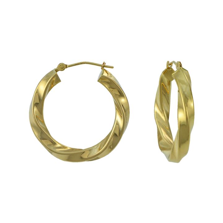 14k Yellow Gold 25mm Twist Hoop Earrings
