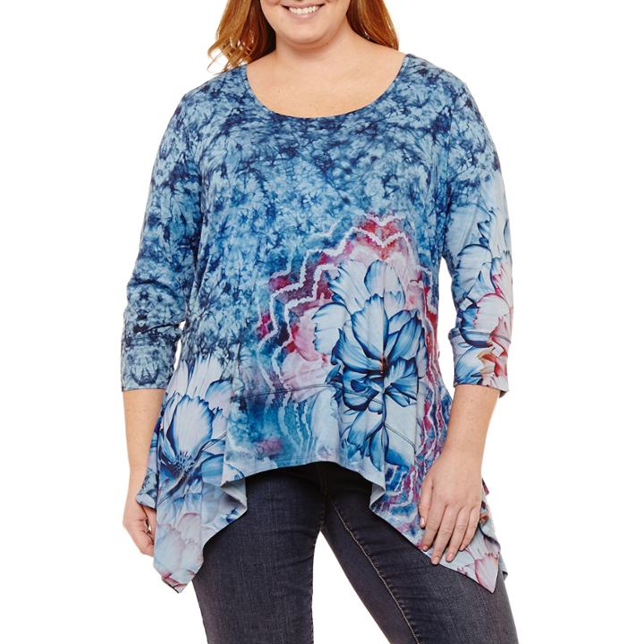 Unity World Wear 3/4 Sleeve Sharkbit Hem Tunic-plus