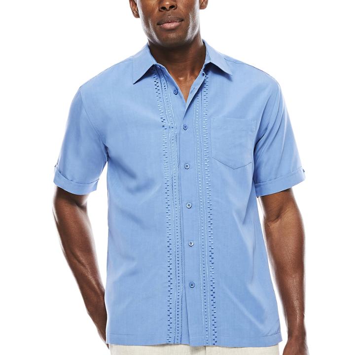 The Havanera Co. Short-sleeve Geo Placket With Pocket Shirt