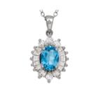 Genuine Blue Topaz And Lab-created White Sapphire Starburst Pendant Necklace