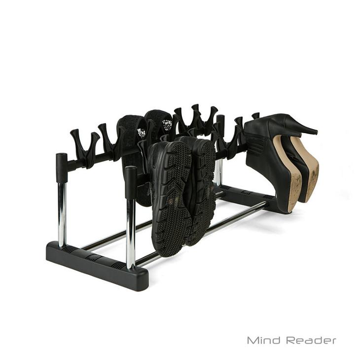 Mind Reader 6 Pair Footwear Organizer Stand With Patented Hooks, Black
