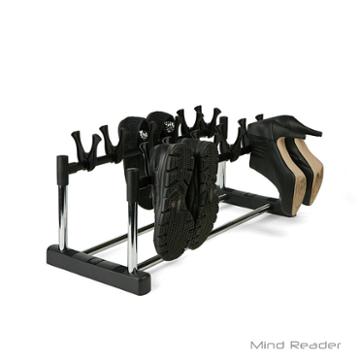 Mind Reader 6 Pair Footwear Organizer Stand With Patented Hooks, Black