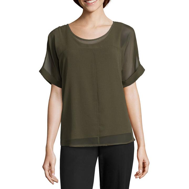 Worthington Lace Up Short Sleeve Top