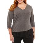 Alyx 3/4 Sleeve V Neck Knit Blouse-plus