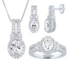 Womens White Sapphire Sterling Silver Jewelry Set