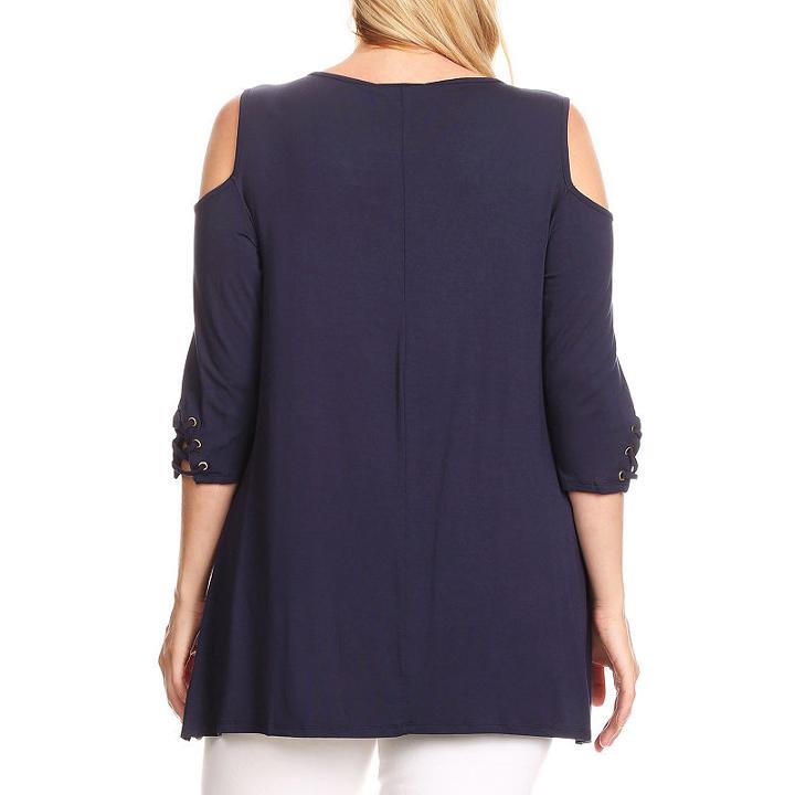 Kaily K. Cold Shoulder V-neck Pullover - Plus