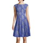 Danny & Nicole Vertical Seam Lace Fit-and-flare Dress
