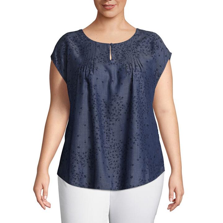 Liz Claiborne Extrended Shoulder Peasant Top- Plus