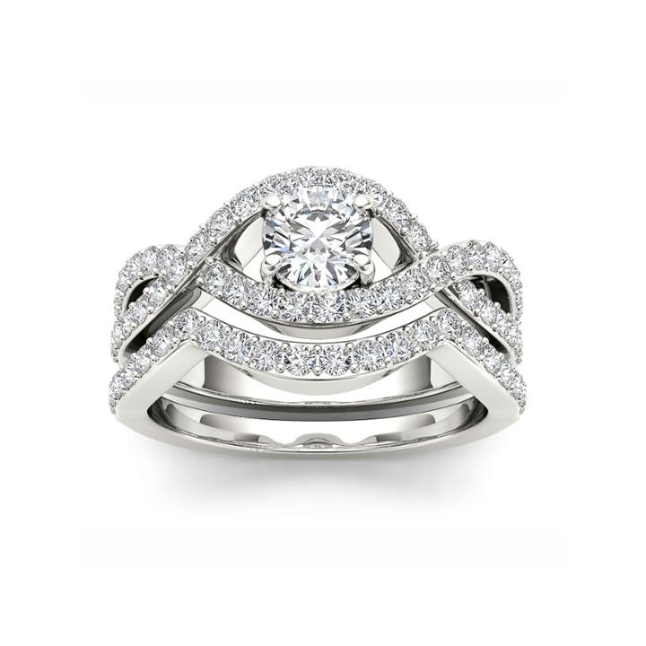 14k White Gold 1 1/2 Ct White Diamond Set