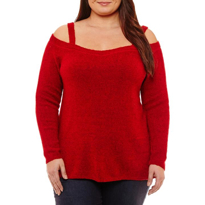A.n.a Long Sleeve Cold Shoulder Sweatshirt-plus