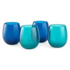 Outdoor Oasis Set Of 4 Multi-ripple Melamine Stemless Wine Glasses