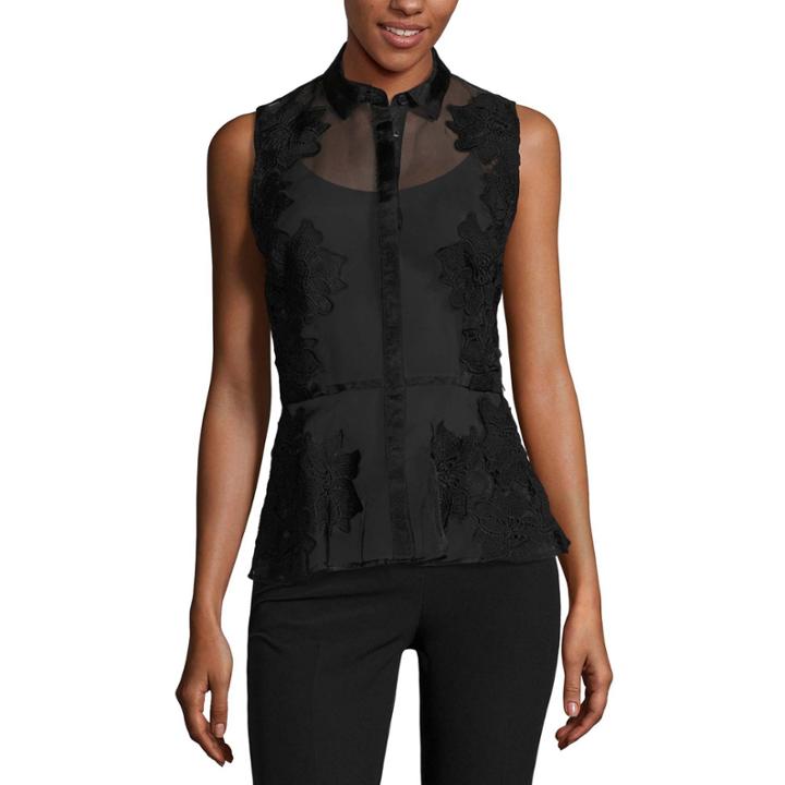 Worthington Sleeveless Scoop Neck Organza Blouse