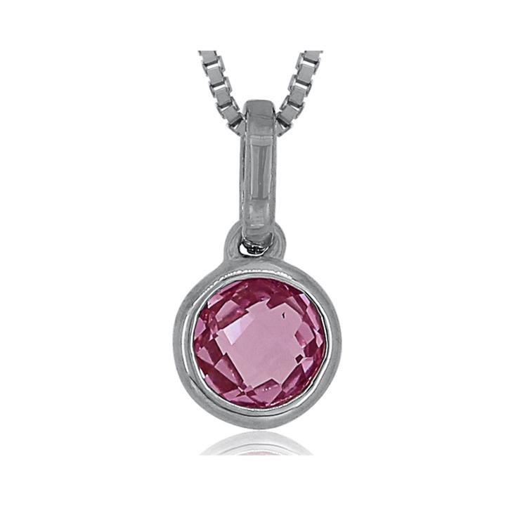 Lab-created Pink Sapphire Sterling Silver Pendant Necklace
