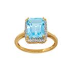 Genuine Blue Topaz And 1/10 Ct. T.w. 10k Yellow Gold Ring