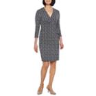 Black Label By Evan-picone 3/4 Sleeve Medallion Wrap Dress