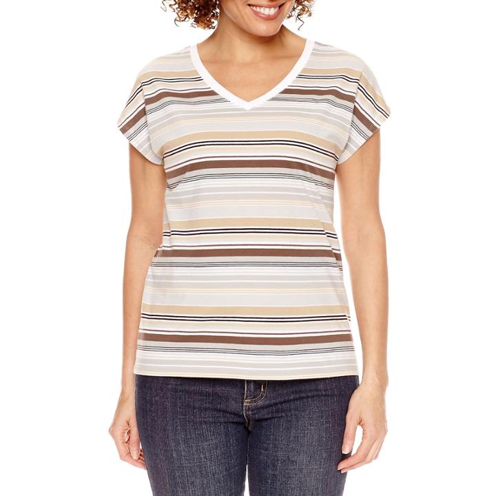 St. John's Bay Short Sleeve Scoop Neck T-shirt-petites