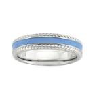 Personally Stackable Sterling Silver Blue Enamel Braided Edge Ring