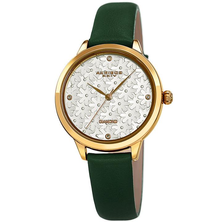 Akribos Xxiv Womens Green Strap Watch-a-1051gn