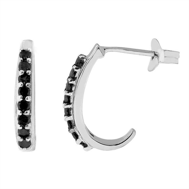 1/4 Ct. T.w. Black Diamond 14mm Hoop Earrings