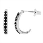 1/4 Ct. T.w. Black Diamond 14mm Hoop Earrings