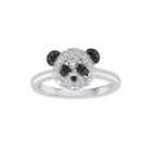 1/10 Ct. T.w. White And Color-enhanced Black Diamond Sterling Silver Panda Ring