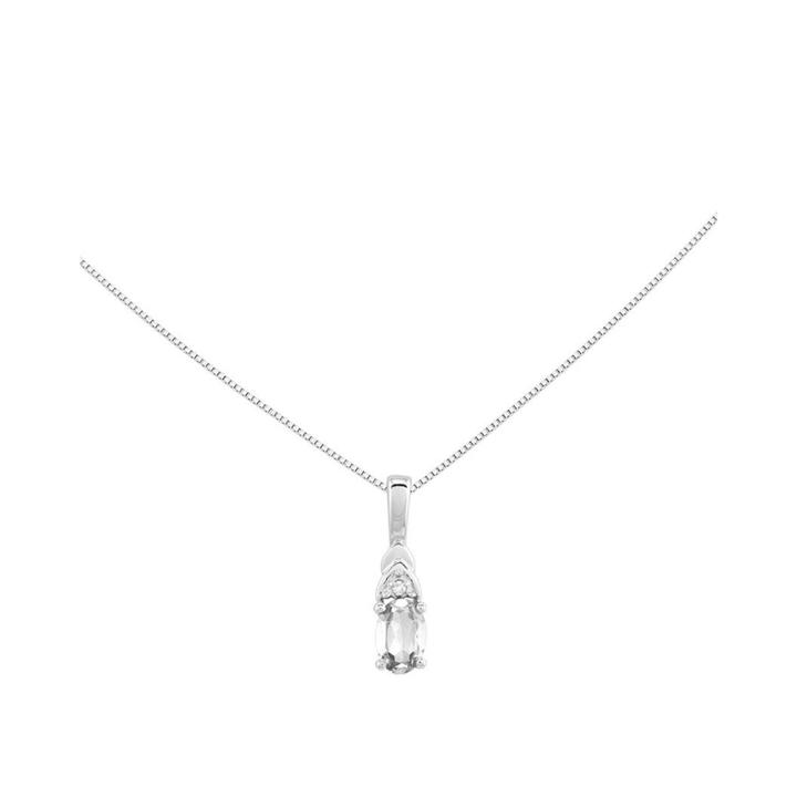 Genuine White Topaz Diamond-accent 14k White Gold Accent Pendant Necklace