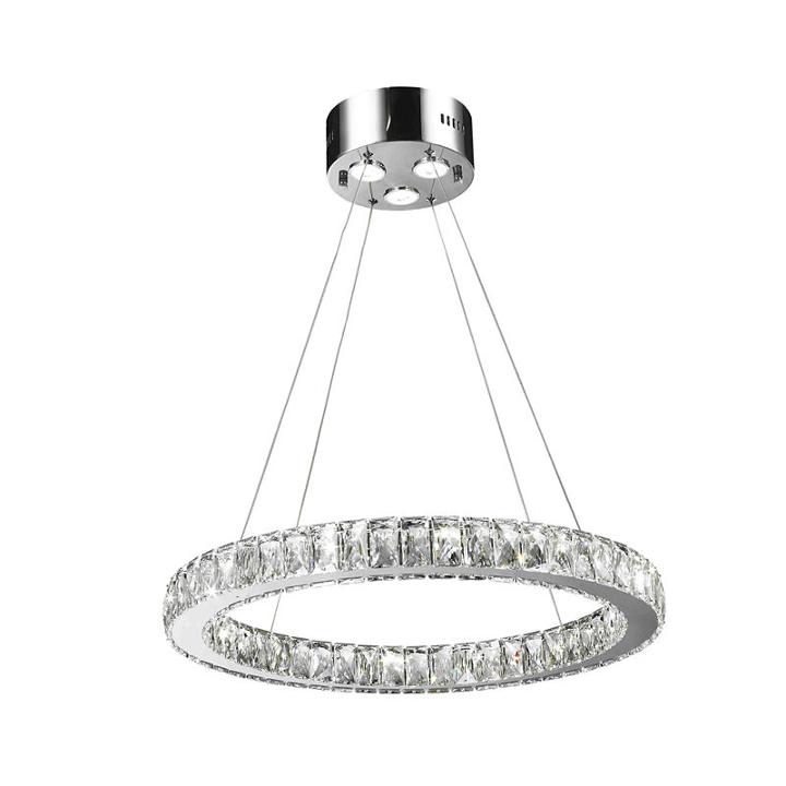 Galaxy 15 Led Light Chrome Finish And Clear Crystal Circular Ring Dimmable Chandelier