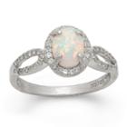 Womens Opal White Sterling Silver Oval Cocktail Ring