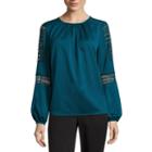 Liz Claiborne Long Sleeve Woven Lace Blouse - Tall