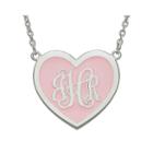 Personalized Sterling Silver 24mm Enamel Heart Monogram Necklace