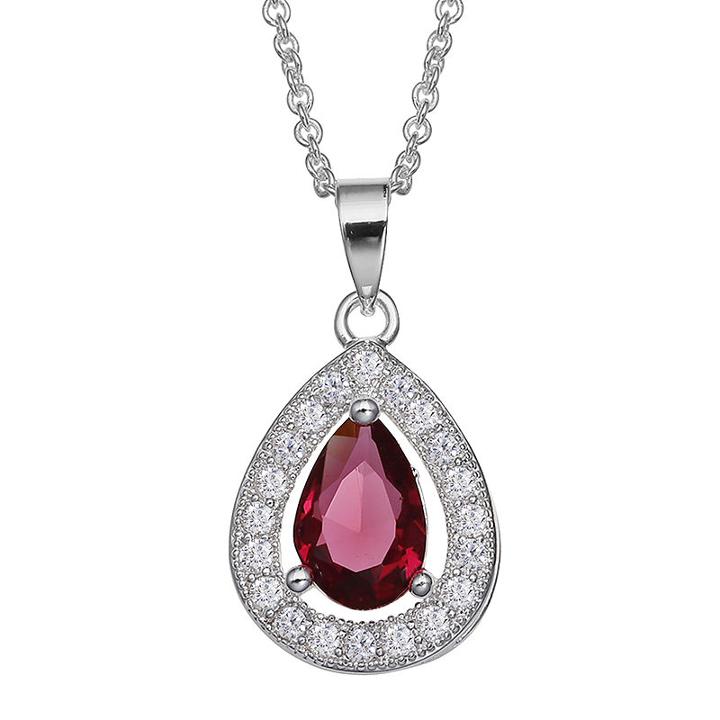 Sparkle Allure&trade; Red Cubic Zirconia Teardrop Pendant Necklace
