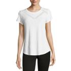 Liz Claiborne Short Sleeve Lace Trim T-shirt-womens