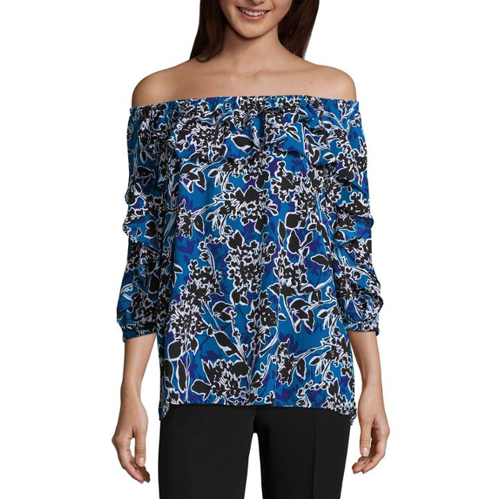 Worthington 3/4 Sleeve Off Shoulder Ruffle Blouse