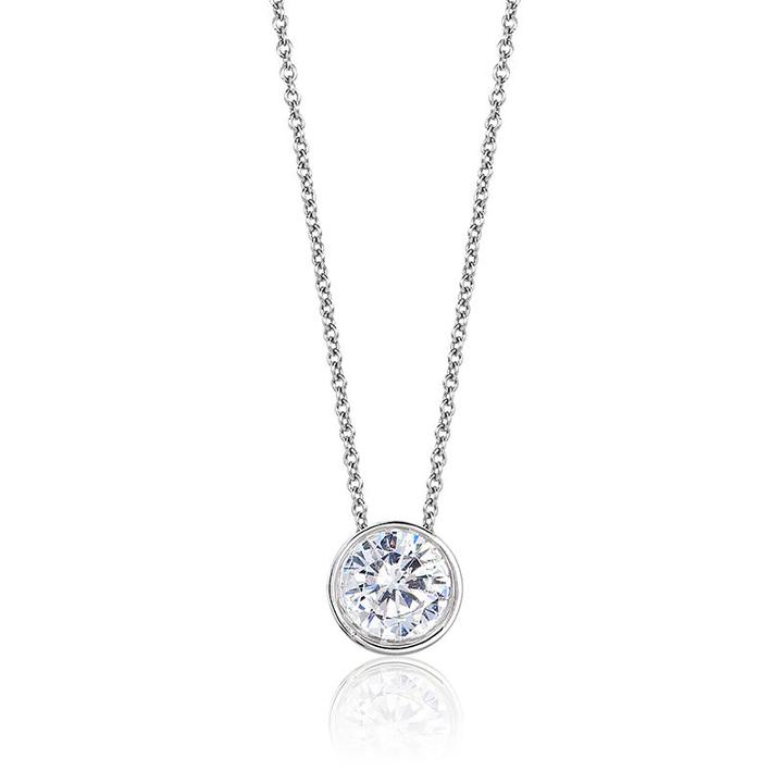 Womens 3/4 Ct. T.w. Genuine White Diamond Round Pendant Necklace