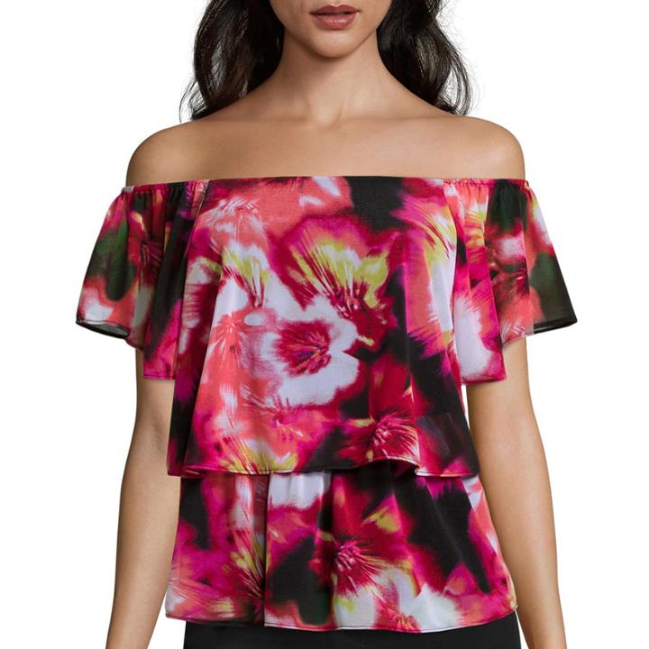 Worthington Off-the-shoulder Mesh Knit Top - Petite