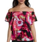 Worthington Off-the-shoulder Mesh Knit Top - Petite