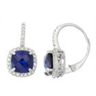 Lab Created Sapphire And 1/4c. T.t.w. Diamond 10k White Gold Earrings