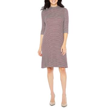 Emma And Michele Elbow Sleeve Stripe Shift Dress
