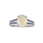 Limited Quantities Genuine Opal And Blue Sapphire Sterling Silver Ring