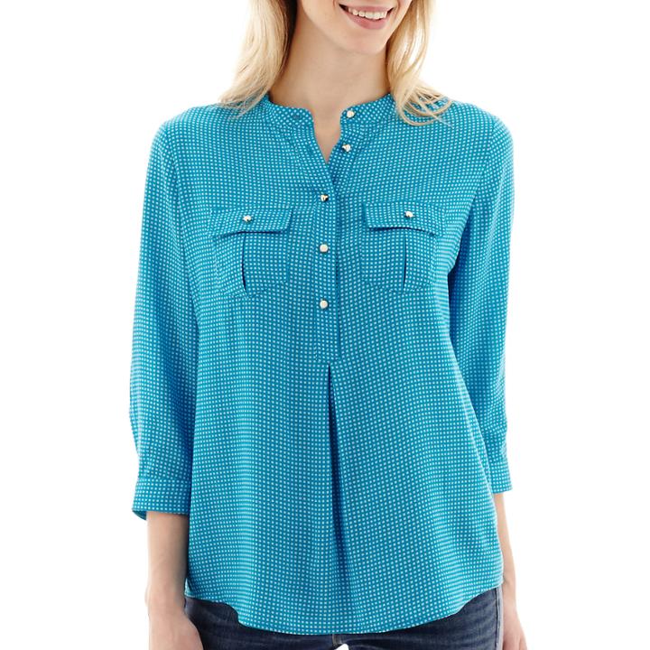 Stylus&trade; 3/4-sleeve Popover Peasant Top