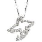 Cubic Zirconia Dove Pendant Sterling Silver Necklace