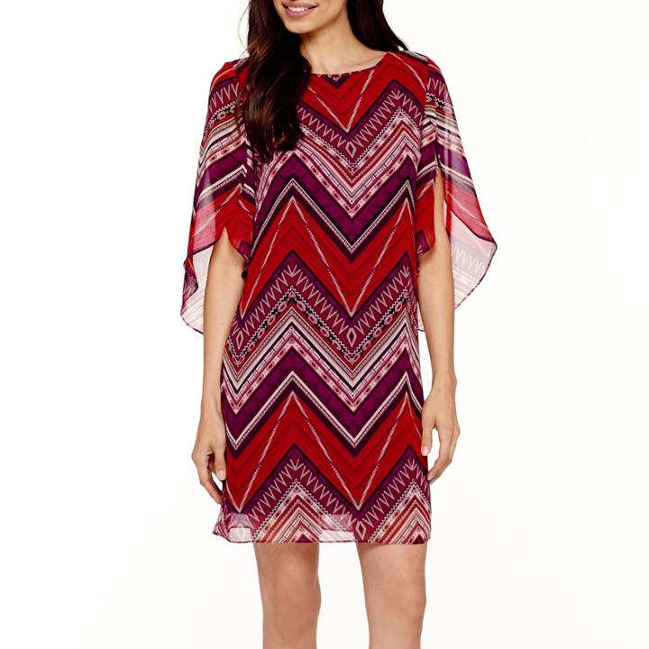 Alyx Tulip-sleeve Chevron Print Shift Dress - Petite